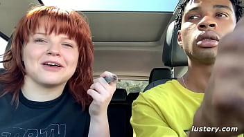 Interracial Couple Smokes Up And Fools Around In The Car