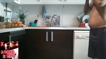 He Fucks His Stepmom In The Kitchen And Gives It From Behind