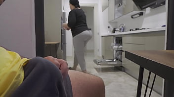 Huge Ass Hijab Maid Catches Me Jacking Off In The Kitchen.