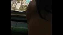 Amateur White Gf Looking Out The Hotel Window Getting Dogged Out