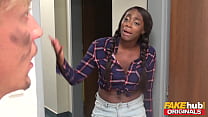 FAKEhub   Hot Black Babe With Big Boobs And Ebony Booty Rewards The Electrician After His Unfortunate Accident
